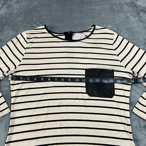 Romeo & Juliet Couture Crewneck Stripe Faux Leather Trim Top Size Small NEW - Picture 8 of 9